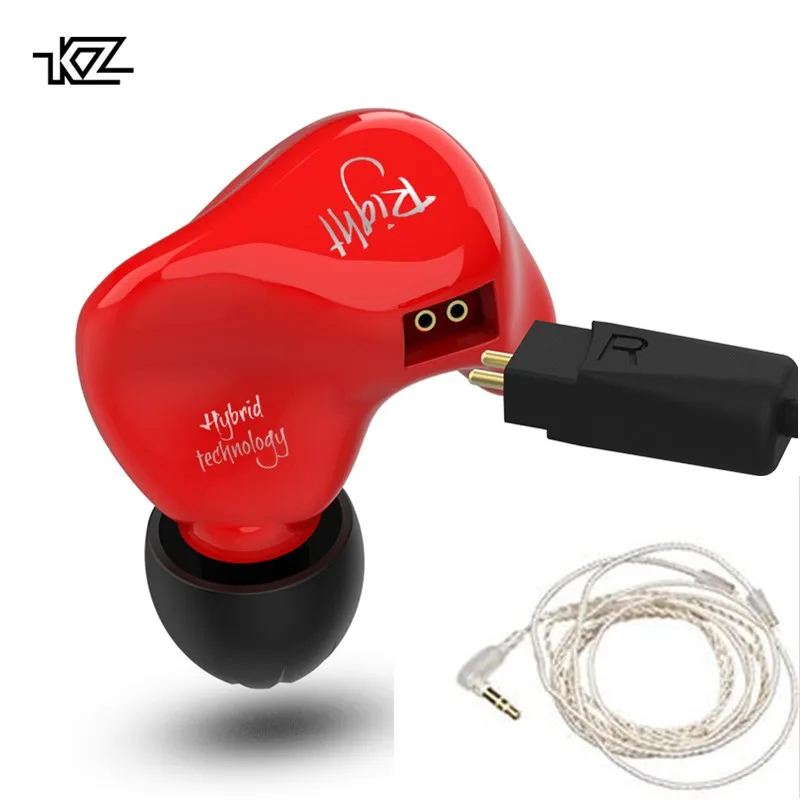 Плотным верхним ворсом KZ ZS4 1BA + 1DD в ухе наушники гарнитура с серебряным кабель
