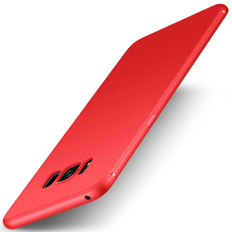 Роскошный Матовый ультра тонкий мягкий силиконовый чехол для samsung Galaxy S8 S9 S10 plus S7 S6 Edge Plus S6 S7 S8 S9 Чехол для мобильного телефона - Цвет: Красный