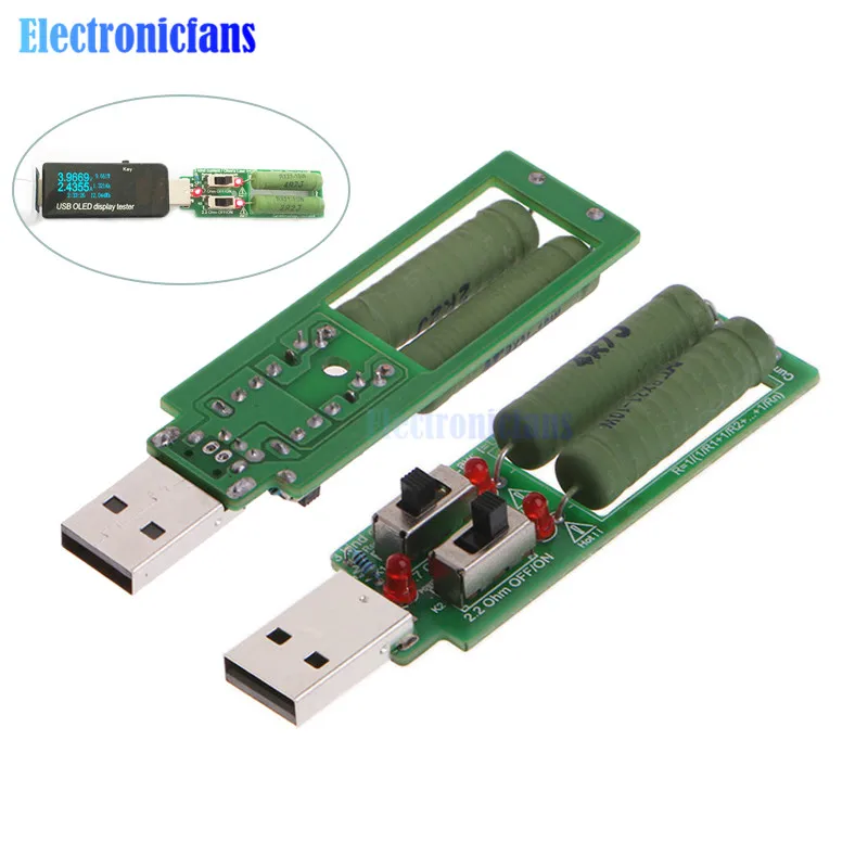 

USB Resistor DC Electronic Load With Switch Adjustable 3 Current 5V1A/2A/3A Battery Capacity Voltage Discharge Resistance Tester