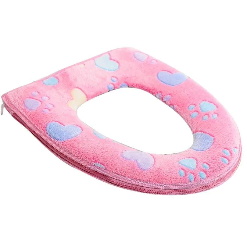 Comfortable Corduroy Toilet Seat Bathroom Warmer Toilet Seat Cloth Soft Closestool Washable Lid Top Cover Pad (4)