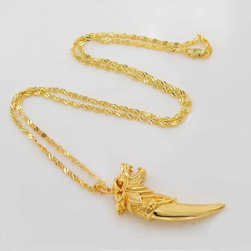Mens Wolf Tooth Pendant Necklace 60CM For Male Fashion Copper Jewelry