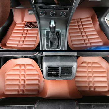 

5pcs Car Floor Mats Brown Leather Universal Front Rear Liner Weather Set Car Accessories Car Styling