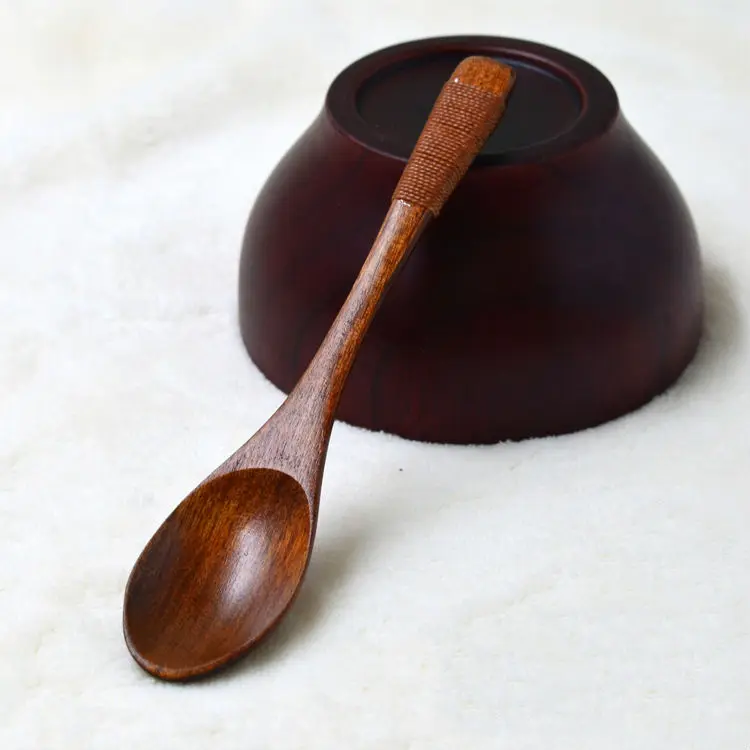 15-3cm Wooden Spoon Soup Coffee Dessert Ice Cream Cake Spoons Kids Tableware (2)