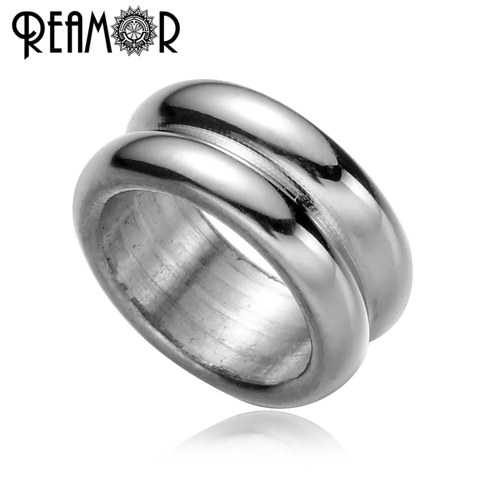 

REAMOR Casting 316l Stainless steel 8/6mm Multi-layer Round European Big Hole Charm Beads for Men Bracelet Jewelry Making DIY