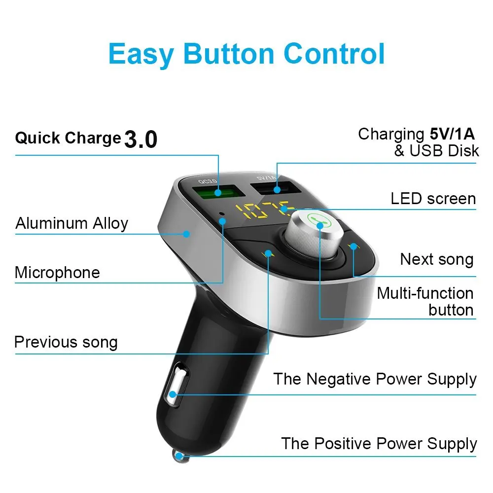 Fdoman высокое качество QC 3,0 USB быстрое зарядное устройство беспроводной bluetooth handsfree автомобильный комплект Авто voiture fm-передатчик u-диск mp3-плеер