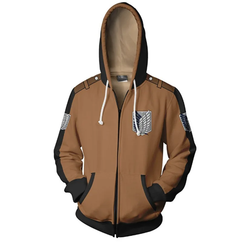 Cosplay&ware Anime Attack On Titan Hoodie Jacket Shingeki No Kyojin Legion Eren Cosplay Costume Party Sportswear Thin Zipper Hoodies -Zentai shop online