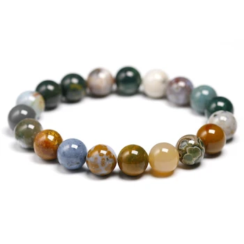 

Natural Genuine Ocean Jasper Stone 6 8 10mm Round Beads Strand Bracelet Jewelry Women Men Ocean Agate Jewelry loversGift