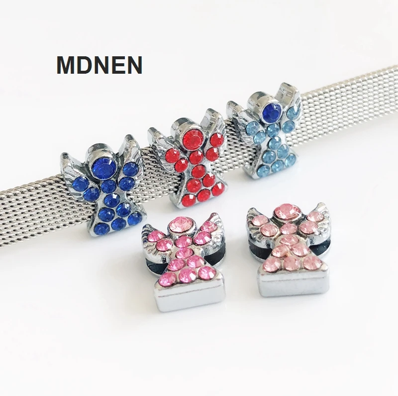 

30-100pcs DIY accessory, 10MM*12MM Mixed Color Rhinestone Lucky Angle Slide Charm Bead DIY 8MM Dog Cat Collar Wristband