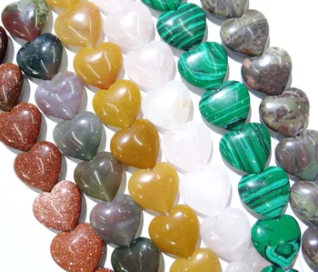 

20x20mm Natural stone Quartz crystal Agates Opalite turquoises heart Beads for DIY Jewelry Making necklace pendant 10pcs strand