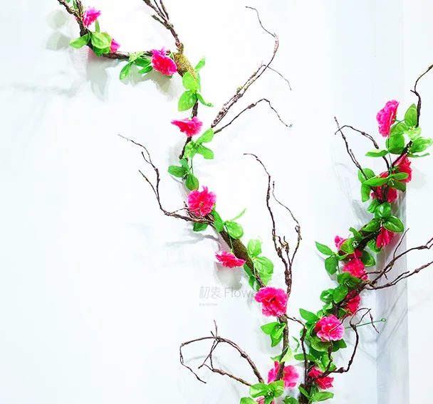 

Artificial Ivy rose vine Artificial Climbing peony Vine with green Leaves Wedding Home Party Wall Fench Decor fake flower rattan