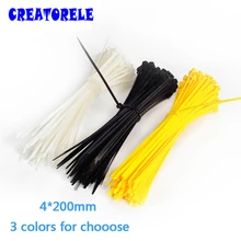 4*200mm 100Pcs/bag 3 colors for choose Colorful velcro nylon cable ties cable wire tie Self-Locking plastic tie zip ties 100pcs 3 x 60 80 100 120 150 200mm white black milk cable wire zip ties self locking nylon cable tie