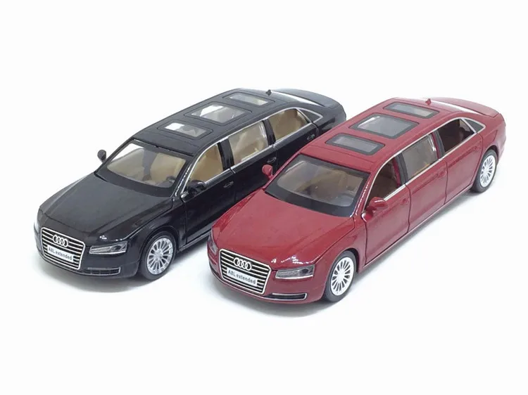 1:32 Audi A8L удлиненная модель автомобиля из сплава металлическая игрушка автомобиль оттяните назад мигающий музыкальный литой автомобиль для детей игрушка Коллекция подарок