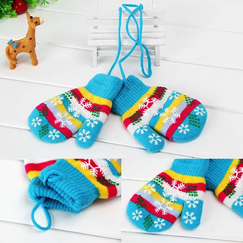 1 пара, высококачественные милые перчатки для детей на осень и зиму, теплые вязаные перчатки для детей, подарок на полный палец