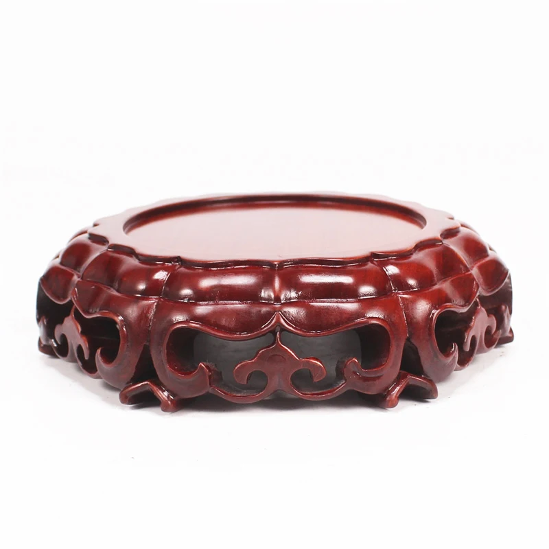 

Red wood carving crafts stone base solid wood whole wood high-grade vase flower pot Jingqi stone teapot decoration base