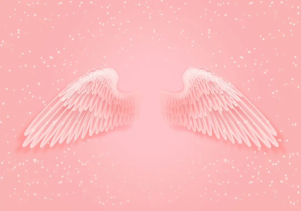 Custom wallpaper mural modern ins pink wings snowflake net red background wall - high-grade waterproof material Custom wallpaper mural modern ins pink wings snowflake net red background wall - high-grade waterproof material