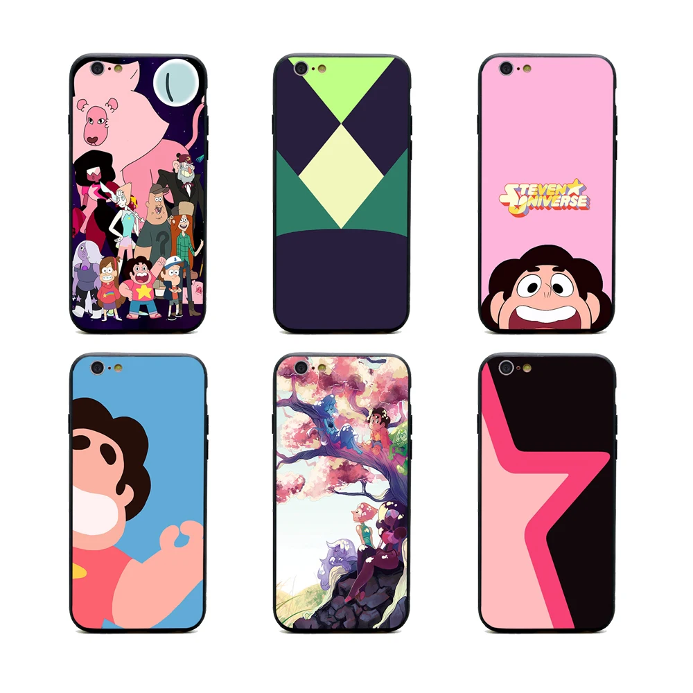 Steven Universe Чехлы для телефона из термополиуретана + PC черные чехлы iPhone X 6 6s 7 8 plus 5 5S se