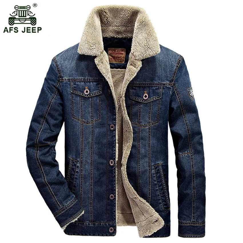 M ~ 4XL новые ретро теплые джинсовые куртки мужские пальто Зимние бренд AFS JEEP
