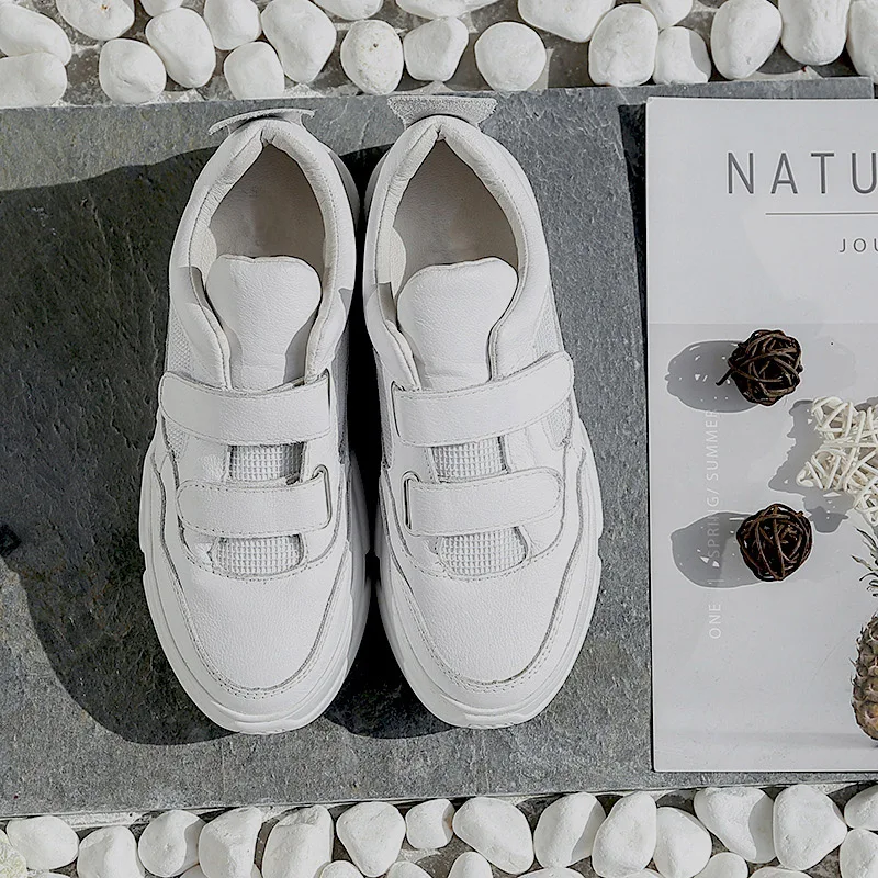 

Jookrrix 2018 Spring New Fashion Brand Lady Platform White Shoe Women Shoe Genuine Leather Girl Leisure Sneaker Breathable Soft
