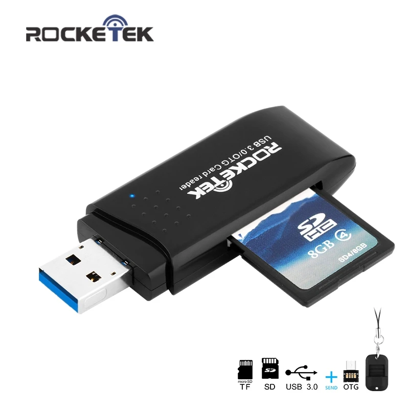 Rocketek usb 3,0 multi 2 в 1 памяти otg Телефон card reader 5 Гбит/с адаптер для SD, TF micro SD ПК компьютер аксессуары ноутбуков