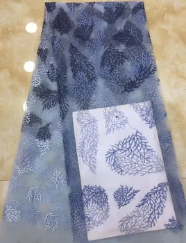 

Free shipping (5yards/pc) high quality tulle lace fabric delicate French net lace fabric with embroidery for party dress FZZ111