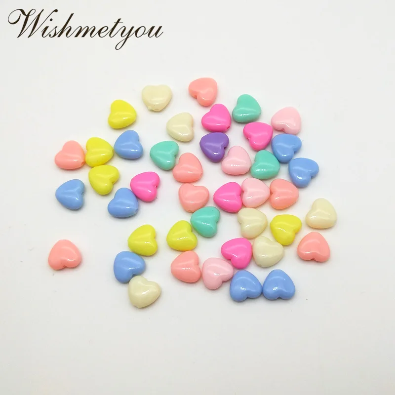 

WISHMETYOU 11mm Love Heart Loose Beads Candy Color Acrylic Spacer Beads For Kids Diy Bracelets Handmade Clothes Jewelry Findings