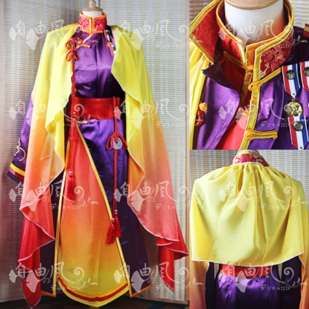 

Anime Axis Powers Hetalia Cosplay Wangyao Cos Halloween Military Full set 6in1(In robe+Robe+Cloak+Sidearms+Badge X5+Belt)