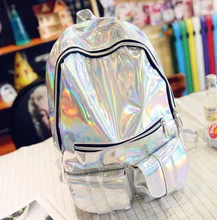 2017 neue silber hologramm laser back pack rucksack frauen herrentasche leder holographische rucksack