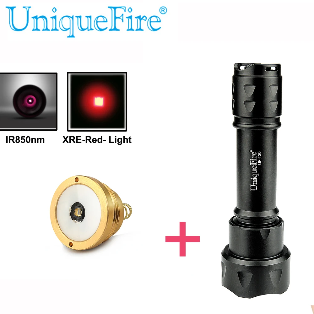 

EU Patent Product UniqueFire T20 Mini Tactical Flashlight Cree XRE LED Red Light Flashlight+850nm Lamp Holder For Battery 18650