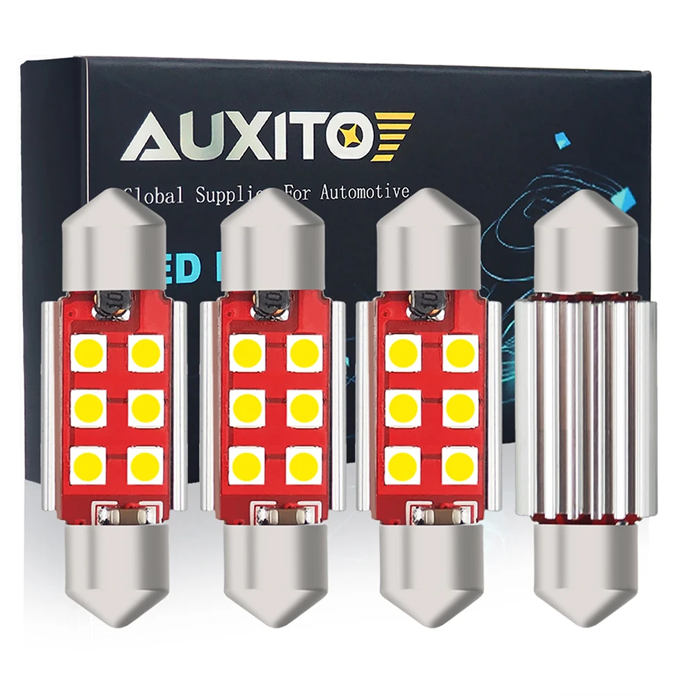 AUXITO 4x Canbus C5W светодиодный гирлянда 31 мм/36 мм/41 мм 3030 SMD огни для салона автомобиля Купол Чтение Подсветка регистрационного номера 12V 6000K белый