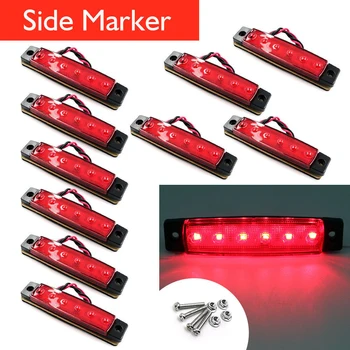 

Multiple Flexible Choice Red White Yellow Blue Green Car Truck Marker Trail Side 6 LED Lights Signal Lamp 10PCS/30PCS 12V/24V