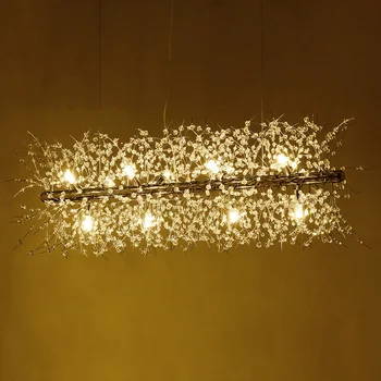 

Nordic modern minimalist living room crystal chandeliers American creative art bar led warm bedroom lamps led