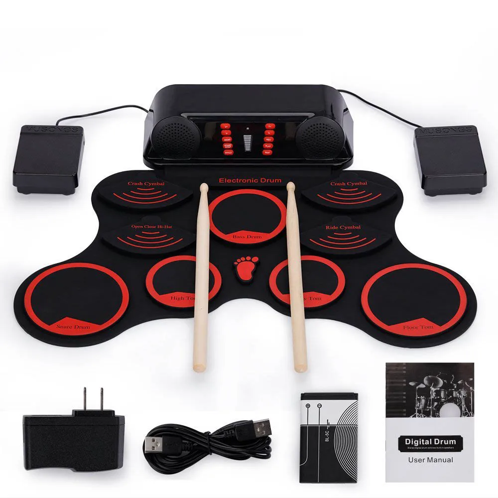 

Portable Roll Up Electronic Drum Kit 9 Pads USB Drum Musical Instrument for Children Kids Learning Practice