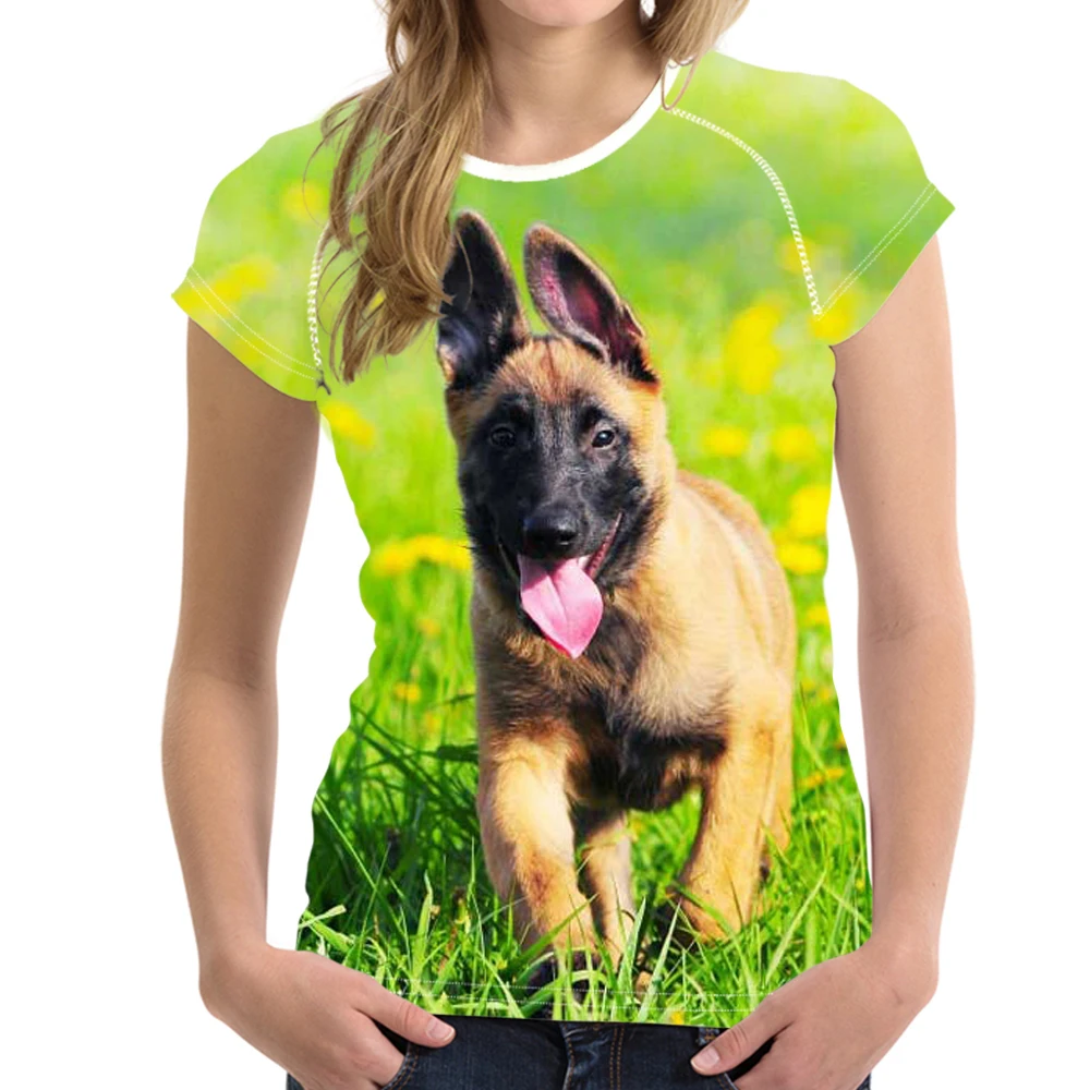 

Kawaii Animal Malinois Dog Print Woman Summer Short Sleeve T Shirts Casual Fitness O Neck T-shirts Brand Tops Tees