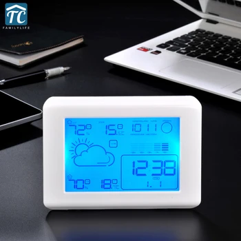 

Weather Forecast Desktop Alarm Clock Snooze Character Bedroom Electronic Digital Clock Calendar Temperature Display Backlight
