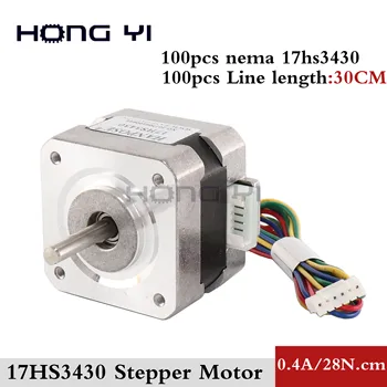 

100PCS 42 motor nema 17 Stepper Motor 17HS3430 3D Printer -- Nema17 for 12VDC, 2800g.cm, 34mm length, 4-Lead