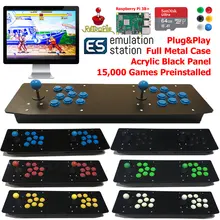 Два игрока настольная аркадная Ретро игровая консоль Raspberry Pi 3B акриловая панель металлический чехол 64G