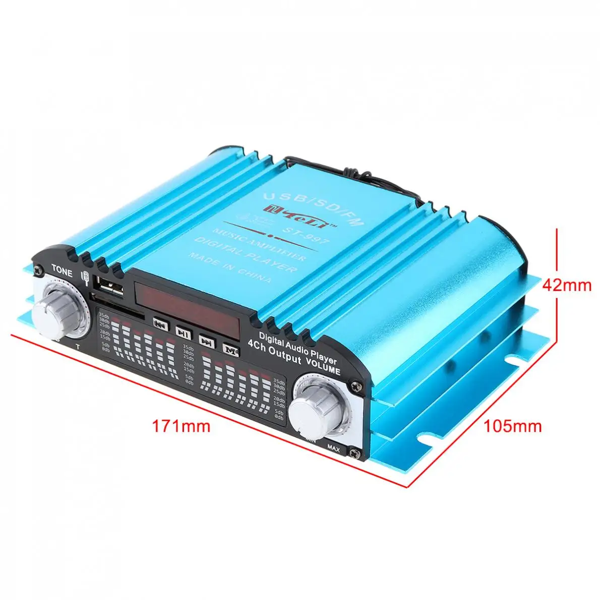 4CH прочный DC 12 V автомобильный аудио усилитель мощности fm радио плеер Поддержка SD /