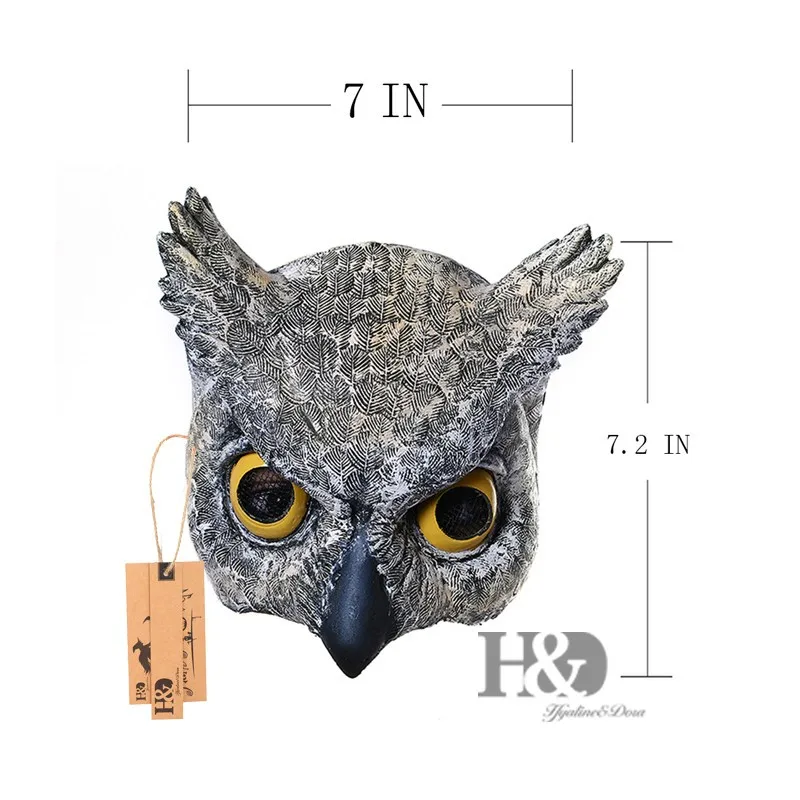 7 inch Half Head Owl Scary Latex Mask Party Mask Horror Masquerade Adult Animal Mask Halloween Props Costumes Fancy Dress Dear (6)