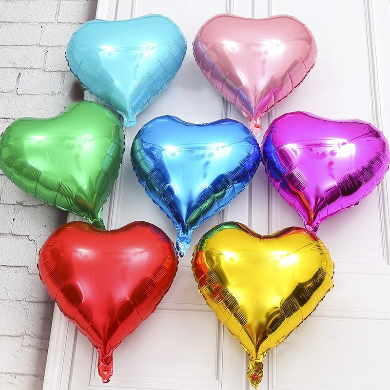 

12 pcs/lot Cute Heart Shaped Balloons Aluminum Foil Balloon Cartoon Foil Balloons Birthday Party Wedding Decoration Party 18''