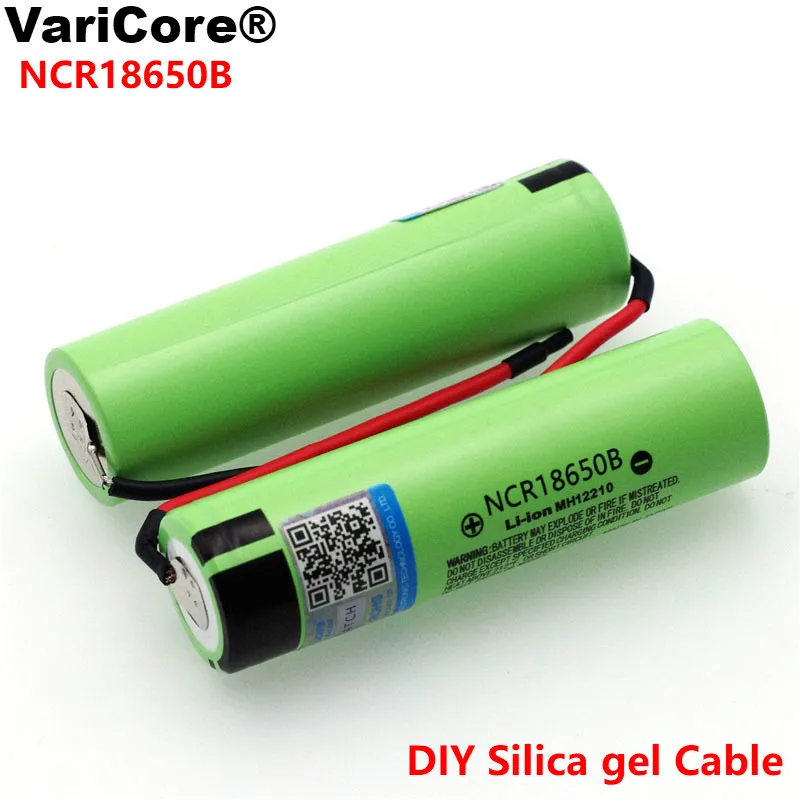 

2pcs VariCore New Original NCR18650B 3.7 v 3400mAh 18650 Li-ion Rechargeable Battery Welding Silica gel Cable DIY