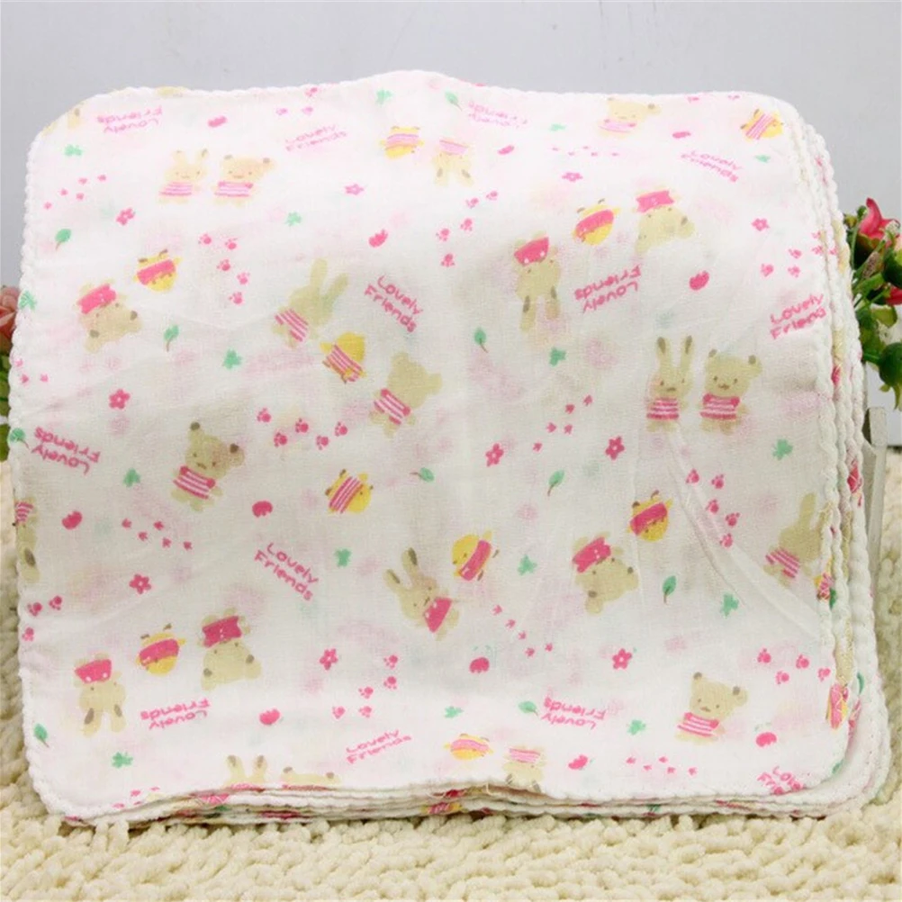 

New Arrival Soft Cotton Gauze Baby Hand Towel Newborn Bibs Wash Bath Towel Cartoon Print Infant Feeding Saliva Towel
