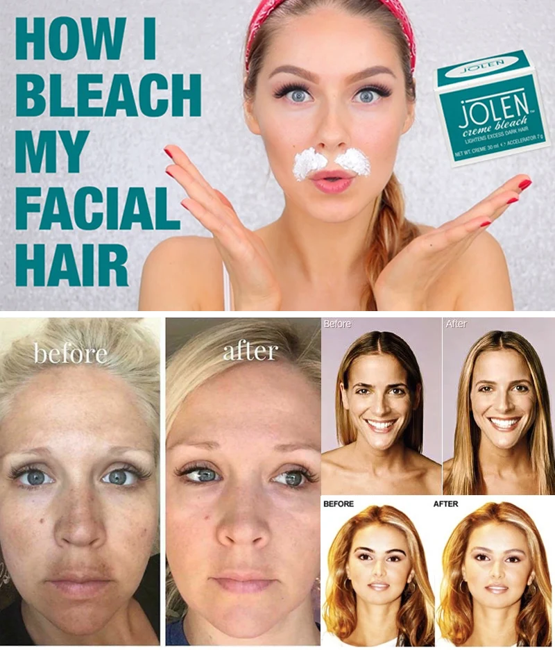 JOLEN Creme Bleach быстро Перманентный крем для отбеливания волос на лице осветление темных волос для женщин удаление усов для окрашивания бровей