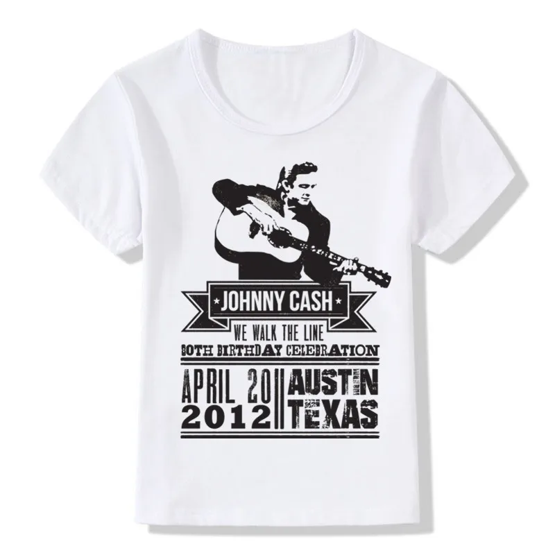 Детская музыкальная Джонни кэш печать футболки Дети Повседневное летние шорты с длинными рукавами футболка для девочек/мальчиков музыка