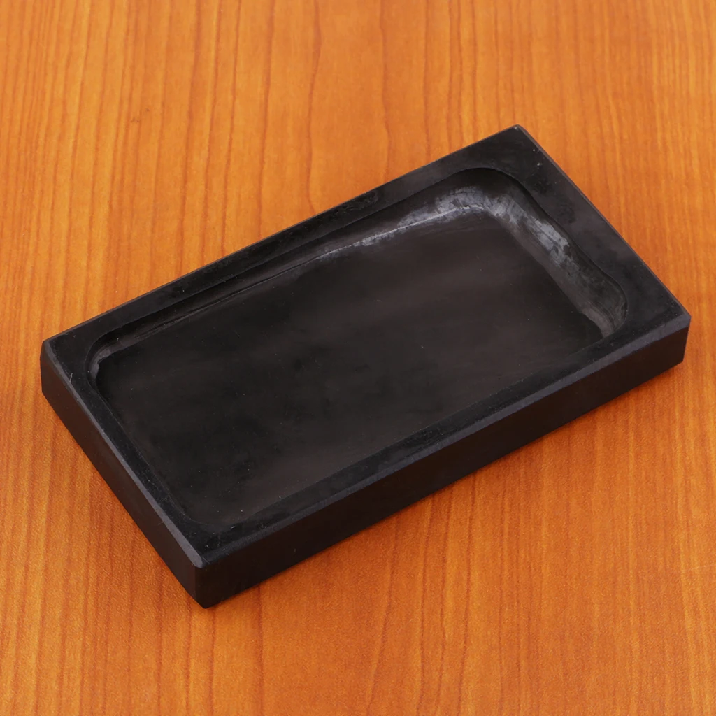 Ink Stone Chinese Calligraphy Rectangle Inkstone Natural Stone Wavy for Artist Kids Adults Painting Drawing Writing Tool