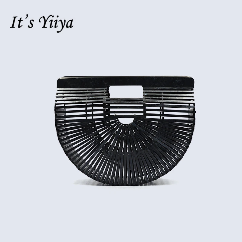 

It's Yiiya Black White Women Acrylic Handbags Fashion Designer Tote Messenger Bag Knitting Shoulder Handbag GW8078