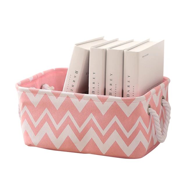 Pink Folding Canvas Cotton Linen Laundry Basket Baby Kids Toys Clothes