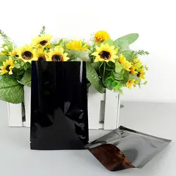 DHL 600 шт./лот 12*18 см Открытый Топ черный алюминий Фольга вакуумный мешок термосвариваемые Пластик Упаковка Сумка Чай гайки хранения сумку mylar