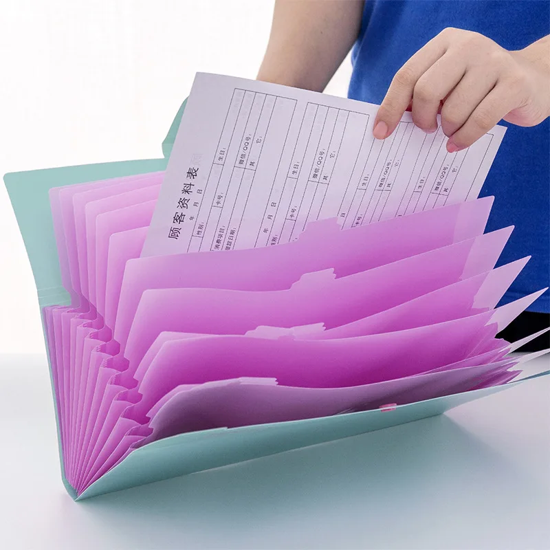 

12layer Small fresh Loose-leaf file folder A4 Organizer student test paper bill storage package portable office Document holder