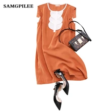 Vadim 2019 nueva llegada A-line sólido sin mangas apliques hasta la rodilla moda Natural cuello redondo primavera mujeres vestido L-3xl(China)