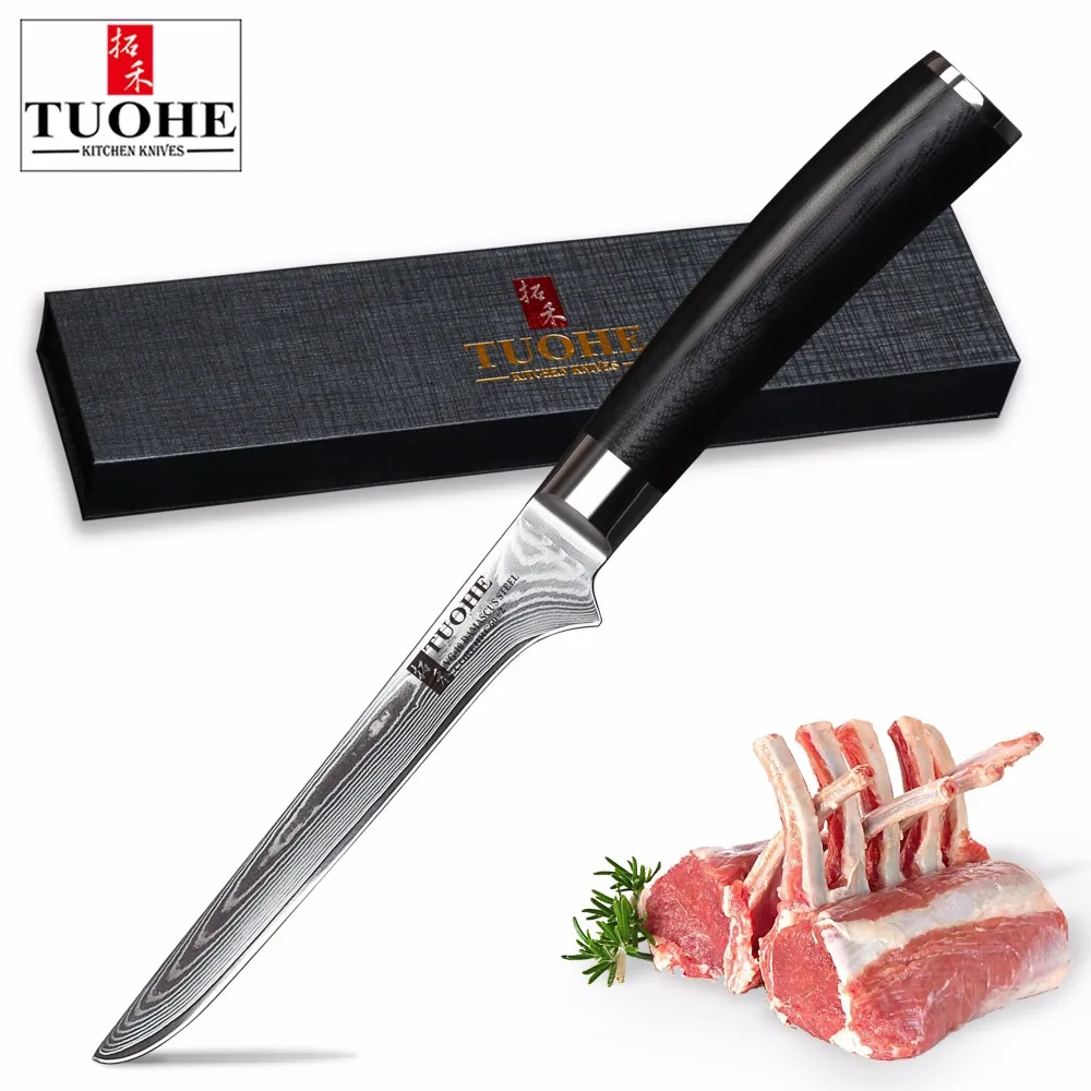 TUOHE 5 дюймовый нож для обвалки Дамасская нержавеющая сталь кухонные ножи супер
